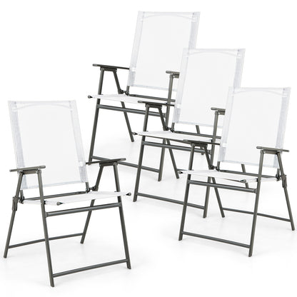 Folding Patio Chairs Set of 4 with Metal Frame