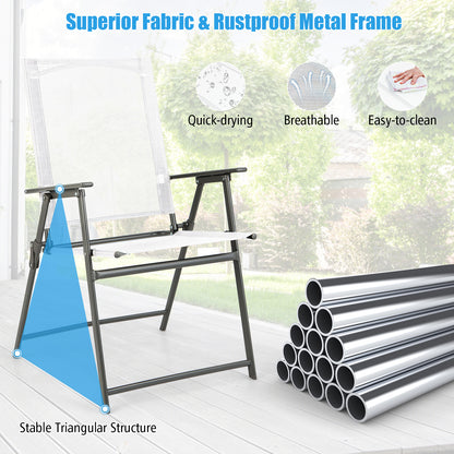 Folding Patio Chairs Set of 4 with Metal Frame