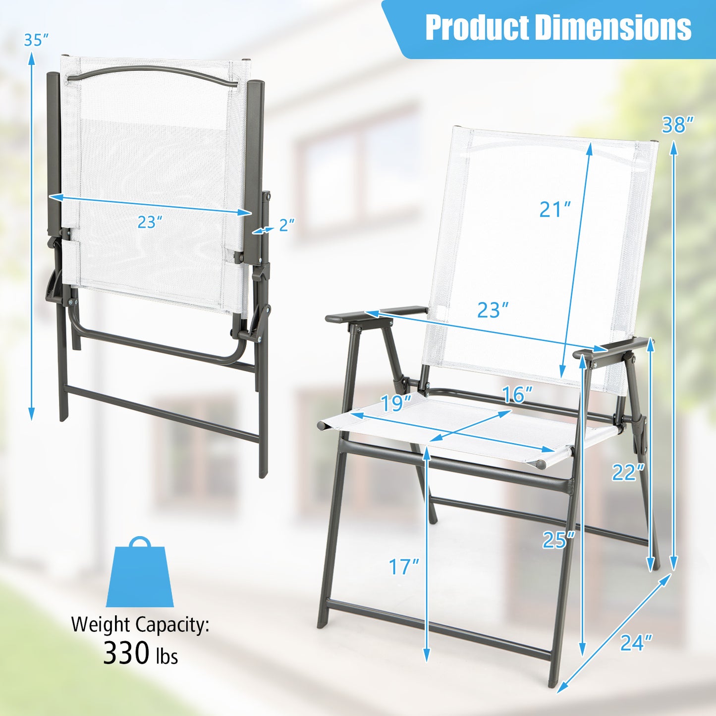 Folding Patio Chairs Set of 4 with Metal Frame