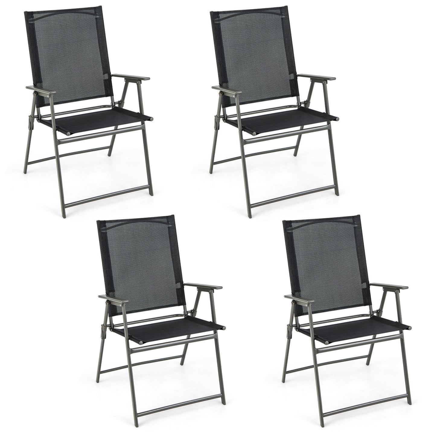 Folding Patio Chairs Set of 4 with Metal Frame