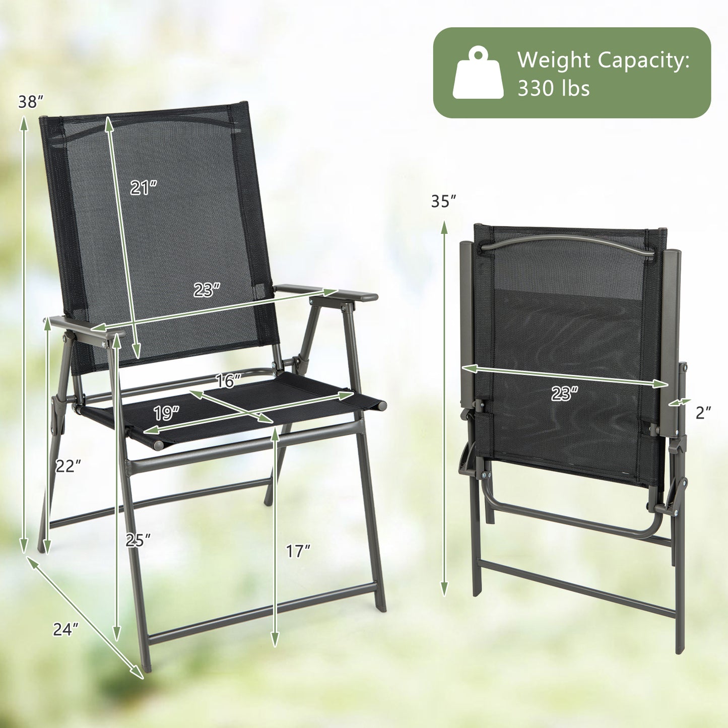 Folding Patio Chairs Set of 4 with Metal Frame