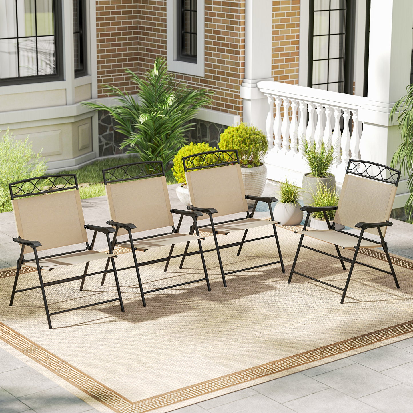 Folding Patio Dining Chairs Set of 4 with Armrests