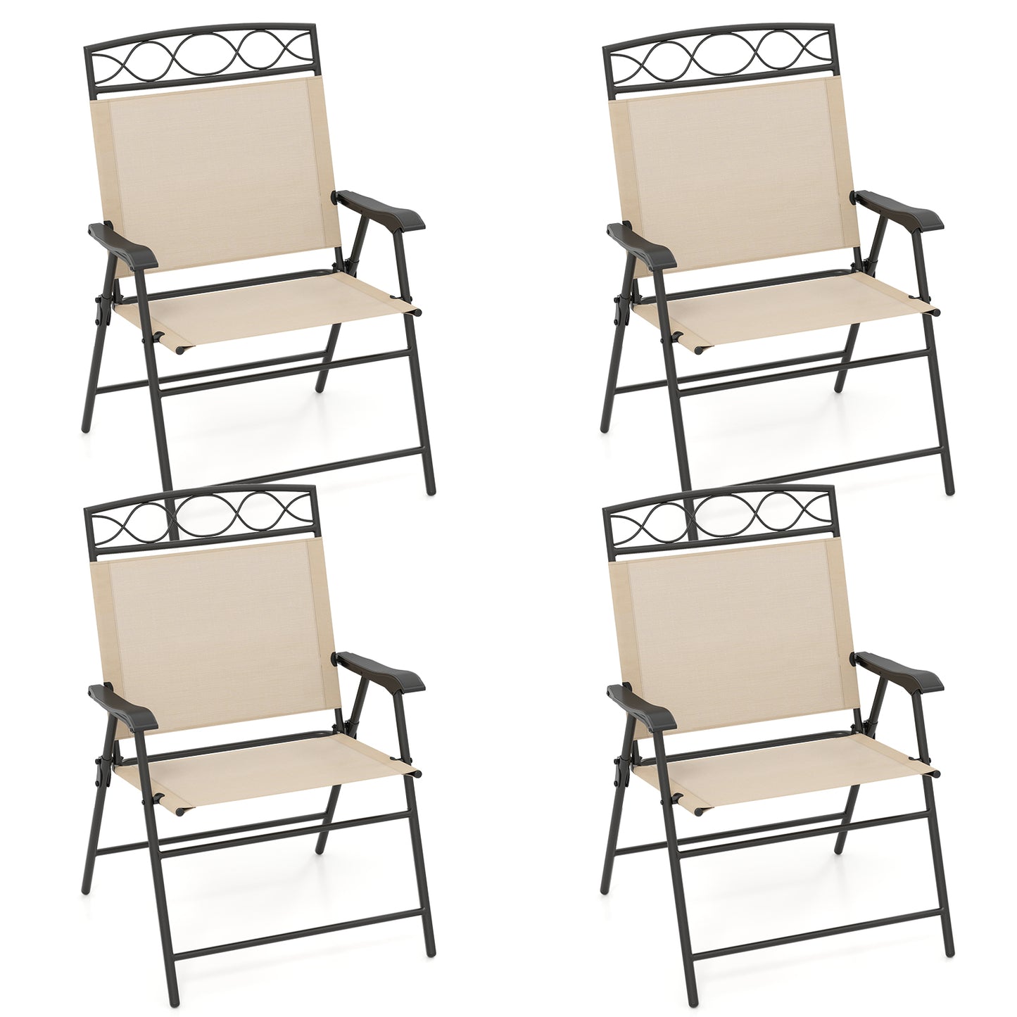 Folding Patio Dining Chairs Set of 4 with Armrests