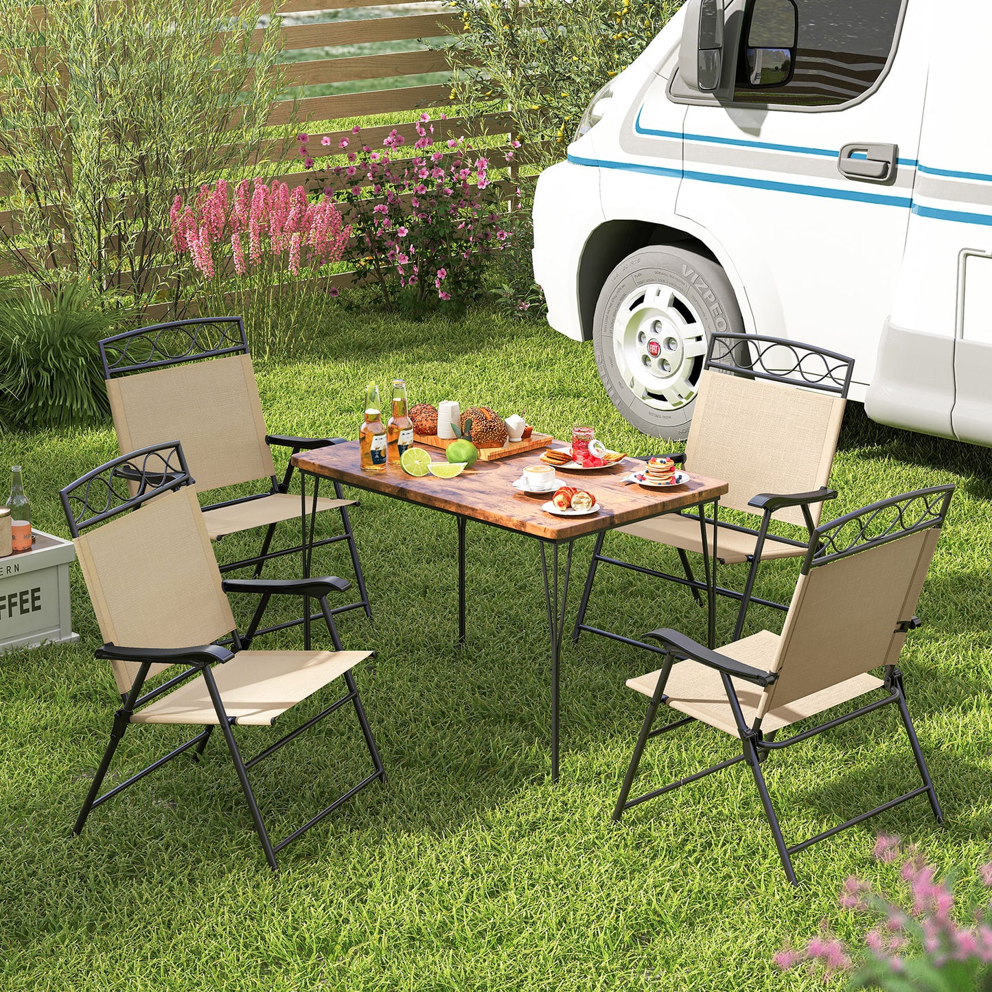 Folding Patio Dining Chairs Set of 4 with Armrests