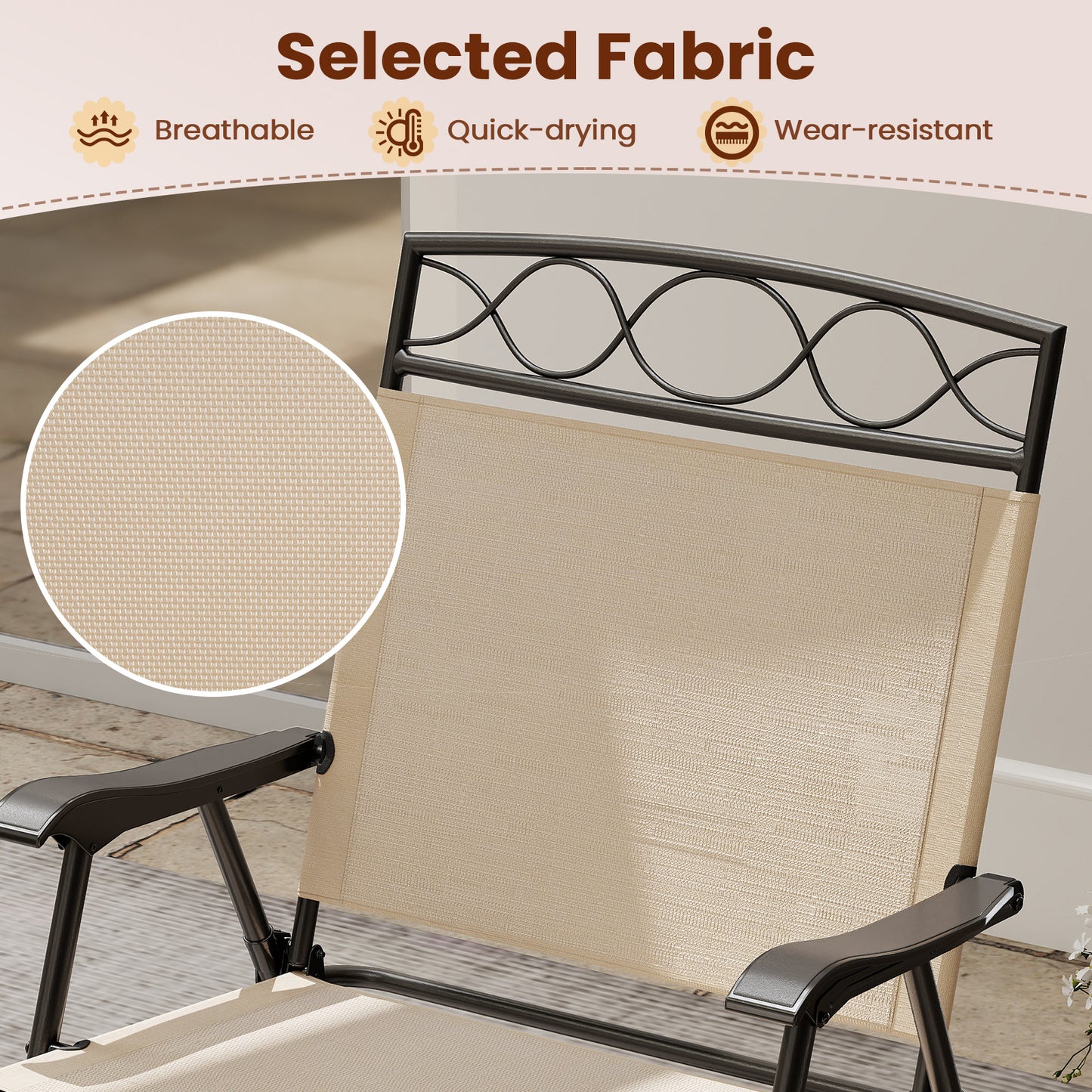 Folding Patio Dining Chairs Set of 4 with Armrests