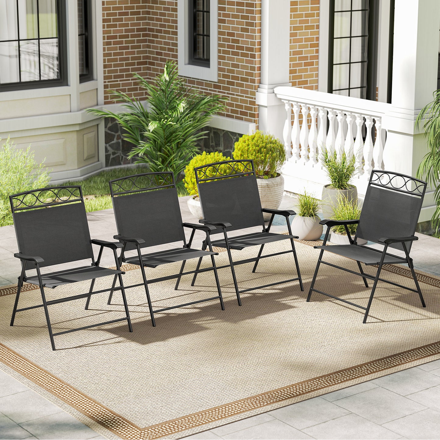 Folding Patio Dining Chairs Set of 4 with Armrests