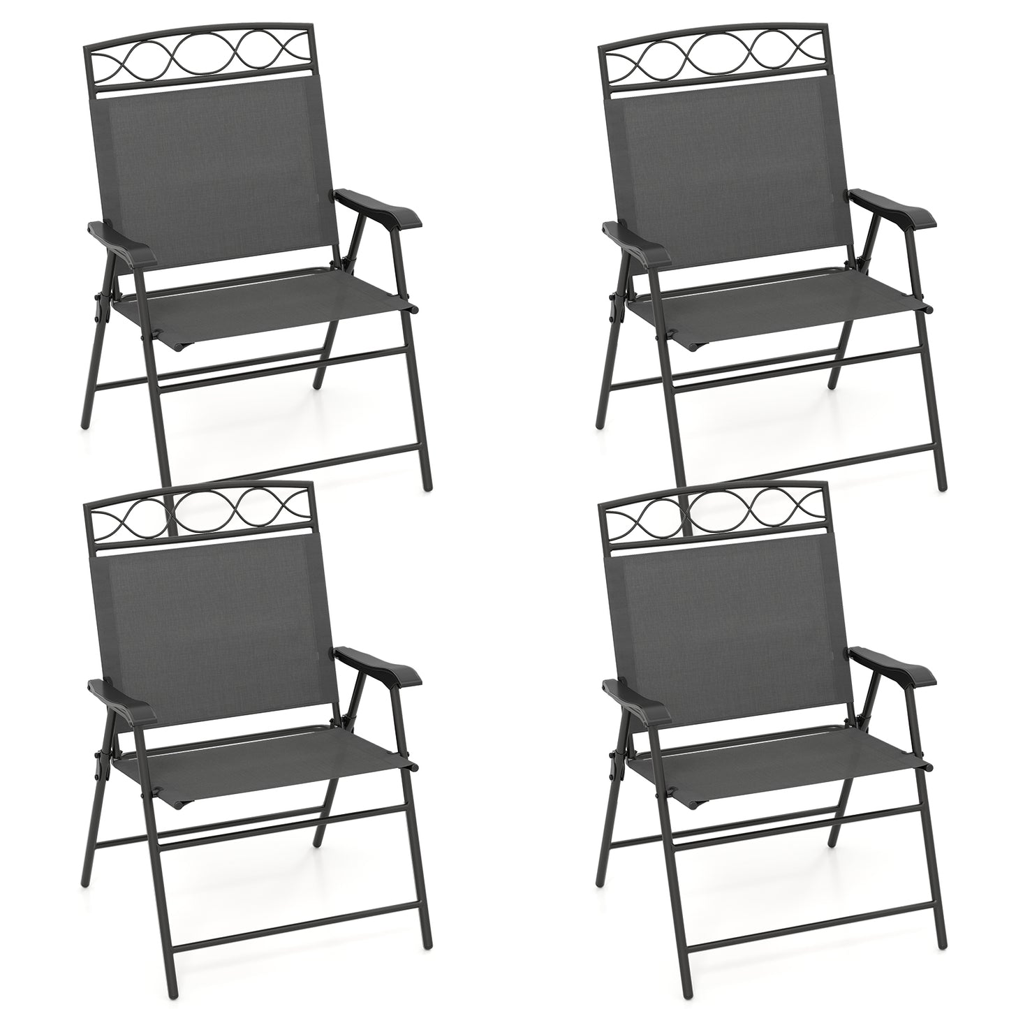 Folding Patio Dining Chairs Set of 4 with Armrests