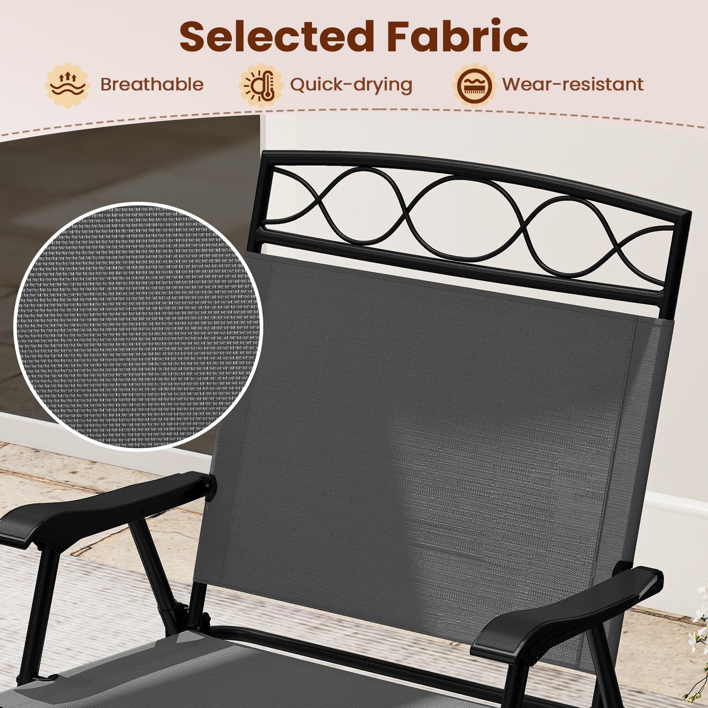 Folding Patio Dining Chairs Set of 4 with Armrests