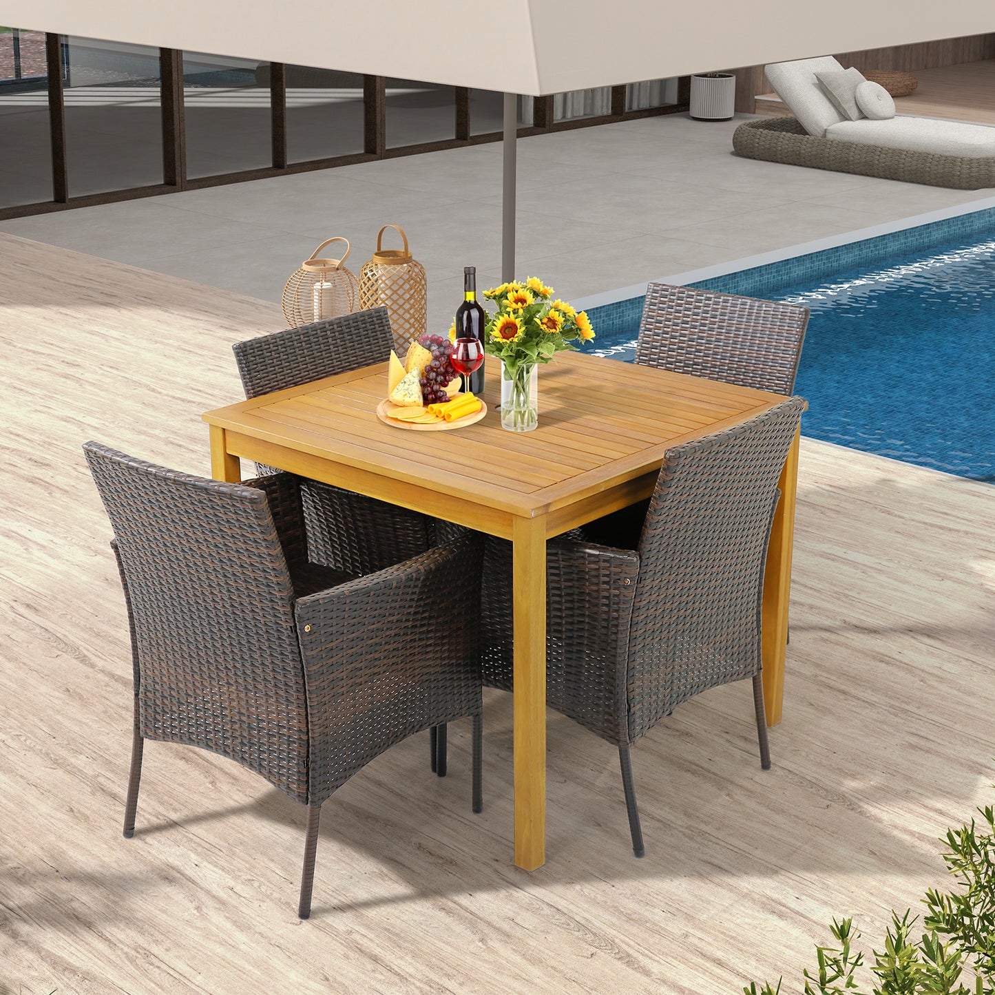Patio Dining Chairs Set of 4 with Cushions and Armrests