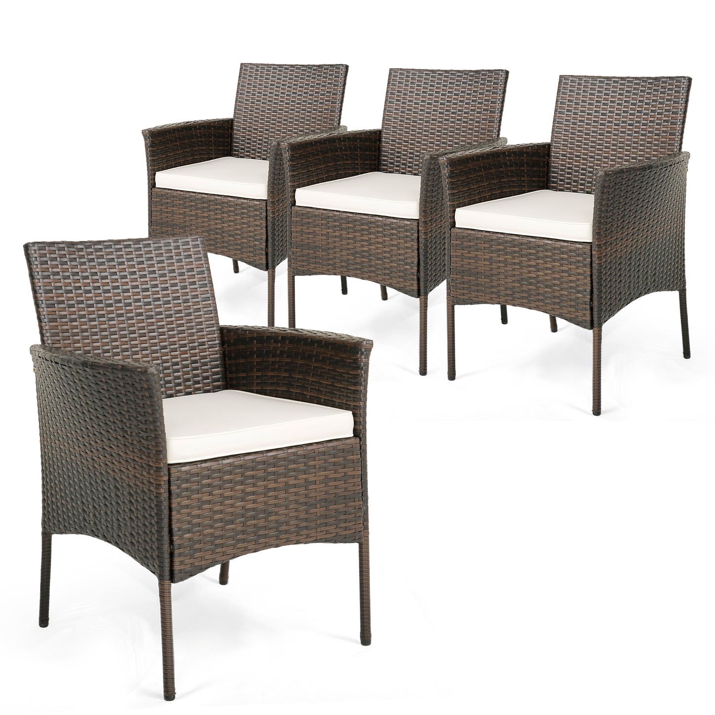 Patio Dining Chairs Set of 4 with Cushions and Armrests