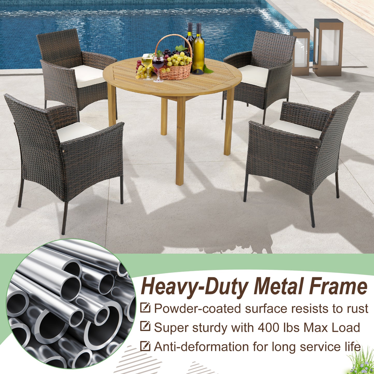 Patio Dining Chairs Set of 4 with Cushions and Armrests