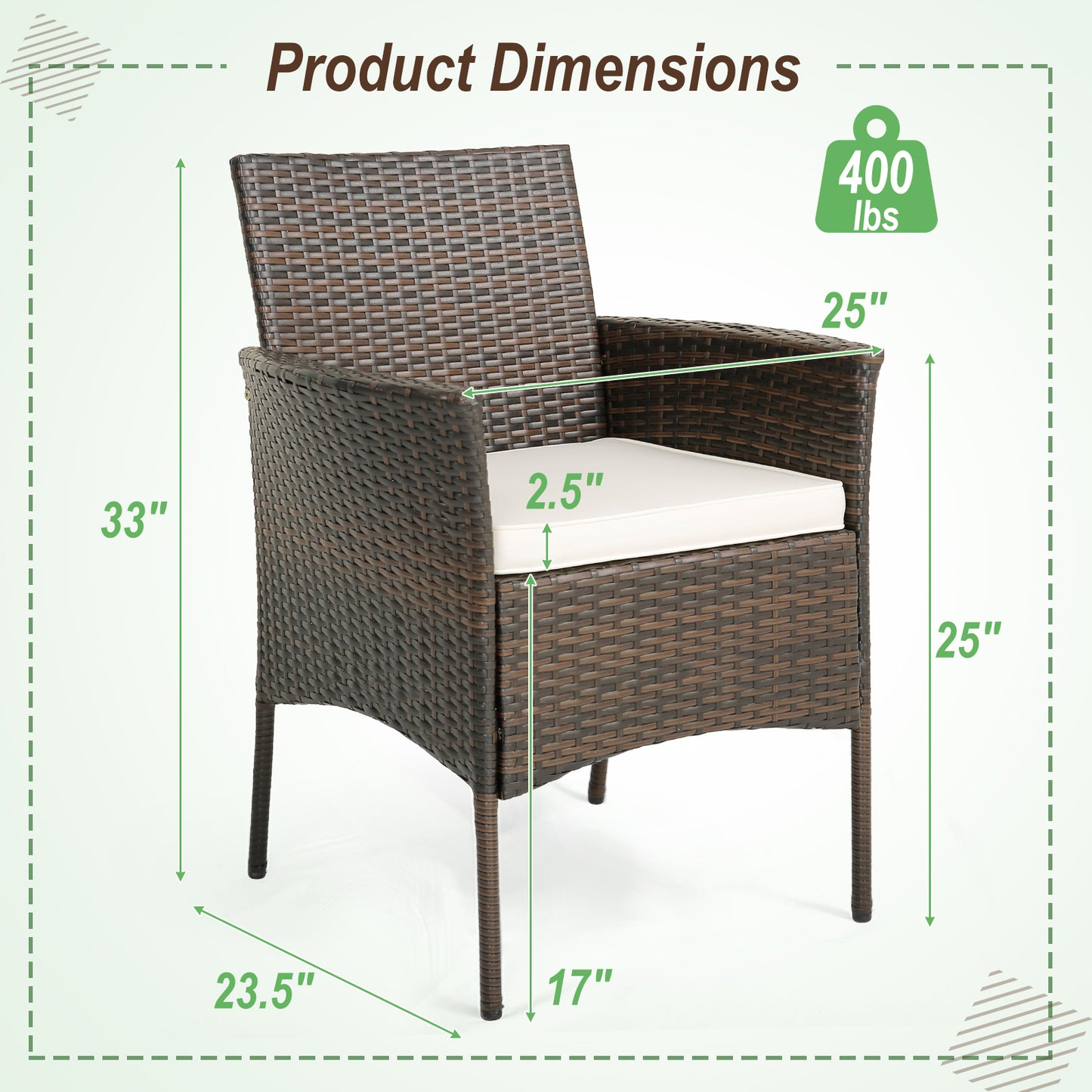 Patio Dining Chairs Set of 4 with Cushions and Armrests
