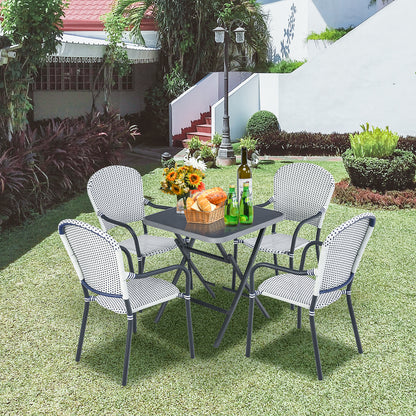 Stackable Patio Dining Chairs Set of 4 with Armrests White