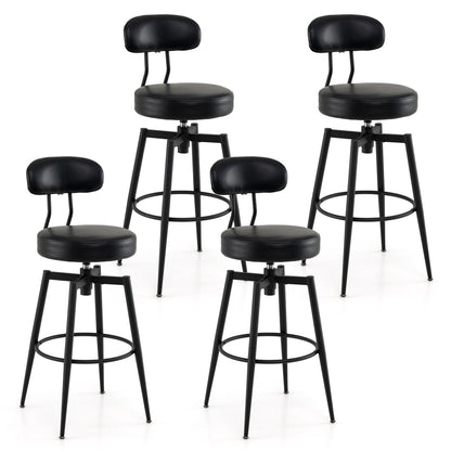 Set of 4 Swivel Barstools Faux Leather with Upholstered Seat and Back