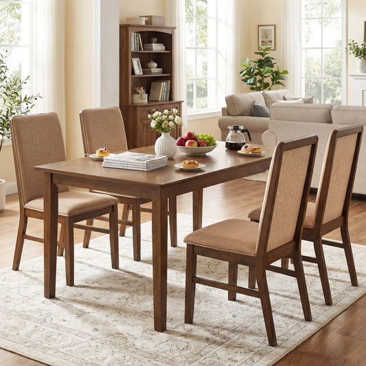 Upholstered Dining Chairs Set of 4 with Rubber Wood Legs