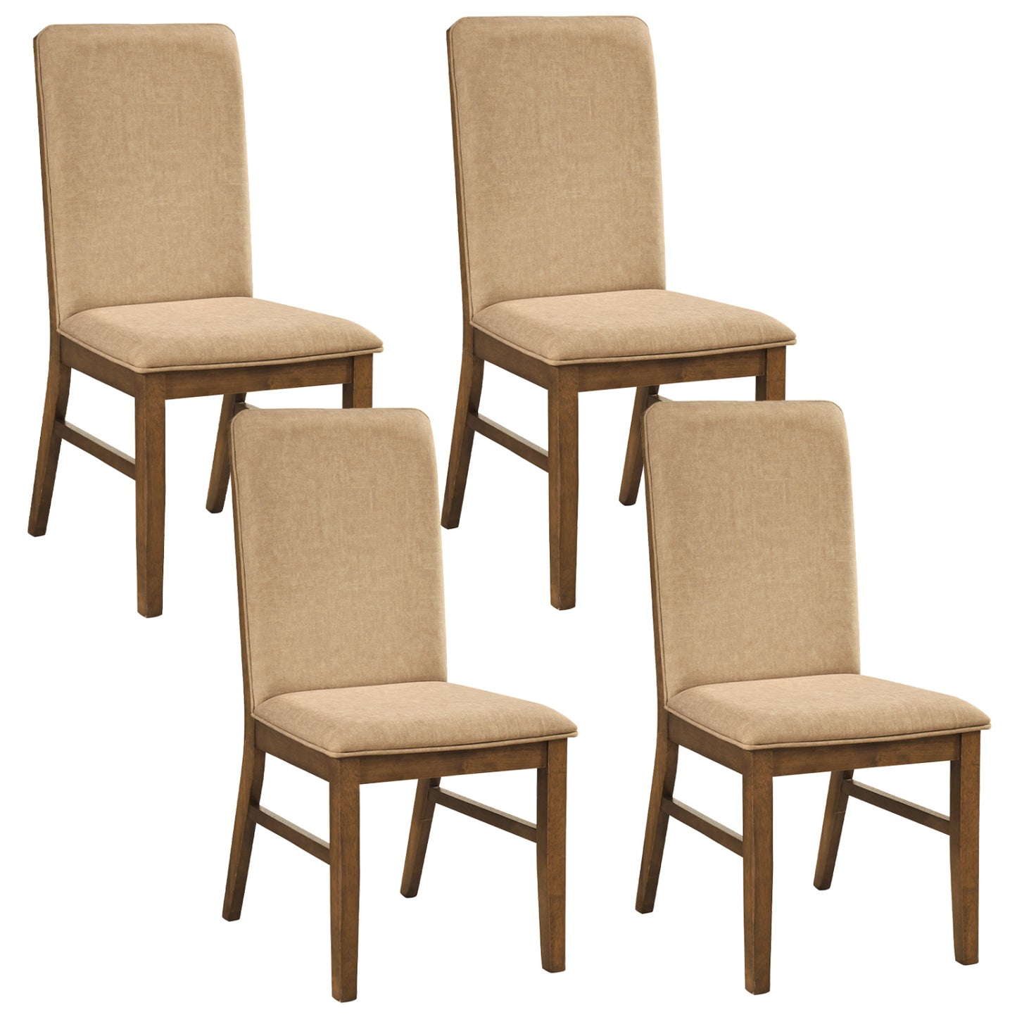 Upholstered Dining Chairs Set of 4 with Rubber Wood Legs