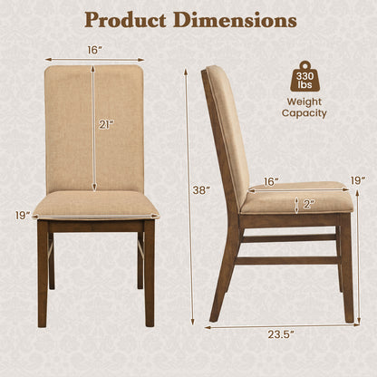 Upholstered Dining Chairs Set of 4 with Rubber Wood Legs