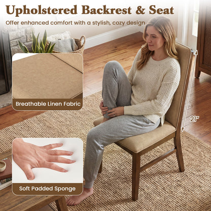 Upholstered Dining Chairs Set of 4 with Rubber Wood Legs