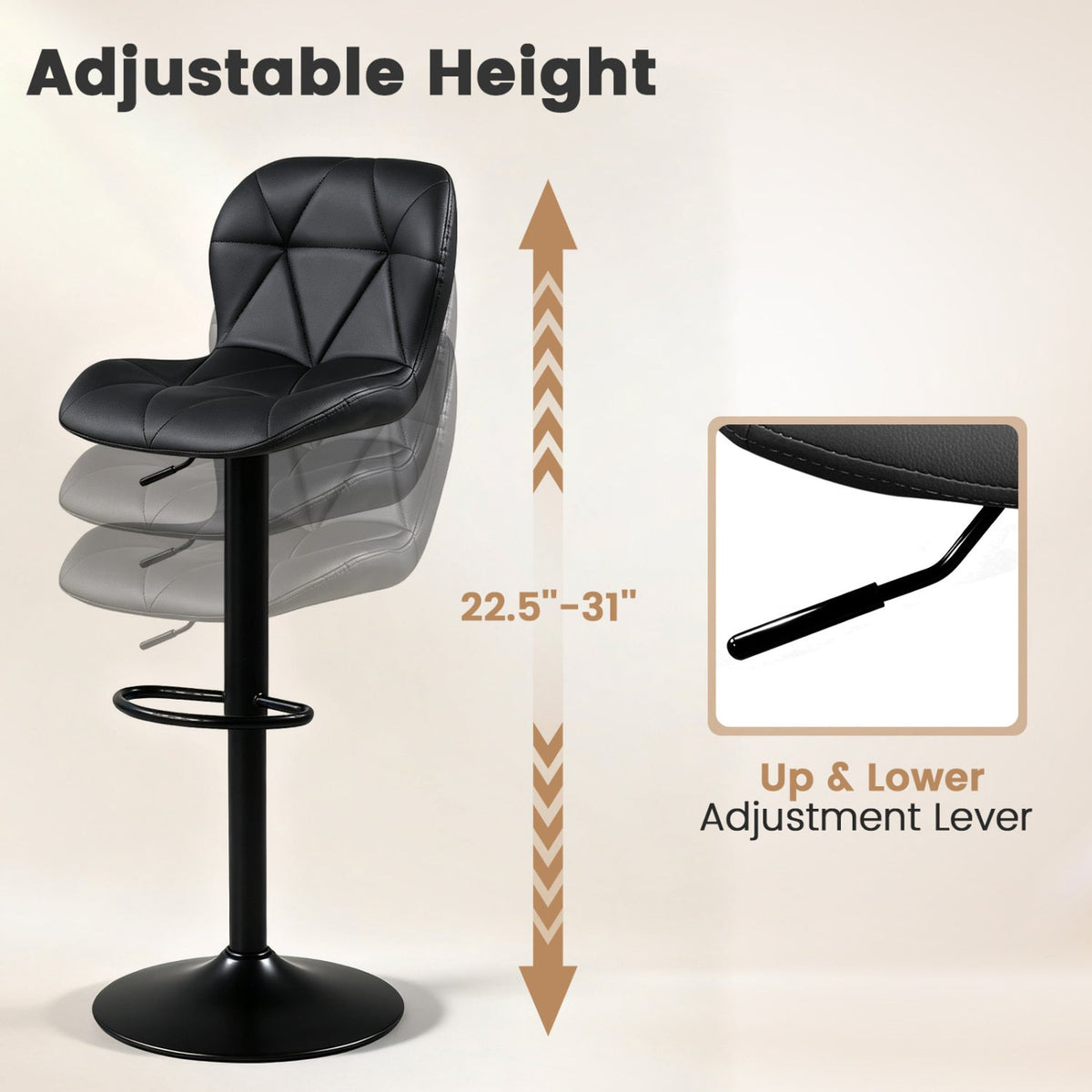 Swivel Bar Stools Set of 4 with Adjustable Height