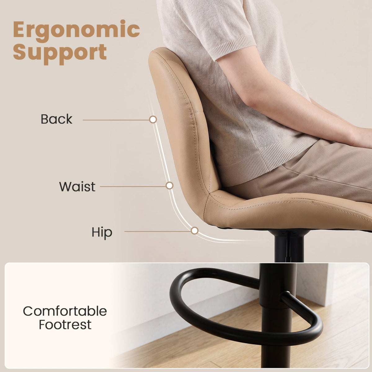 Swivel Bar Stools Set of 4 with Adjustable Height