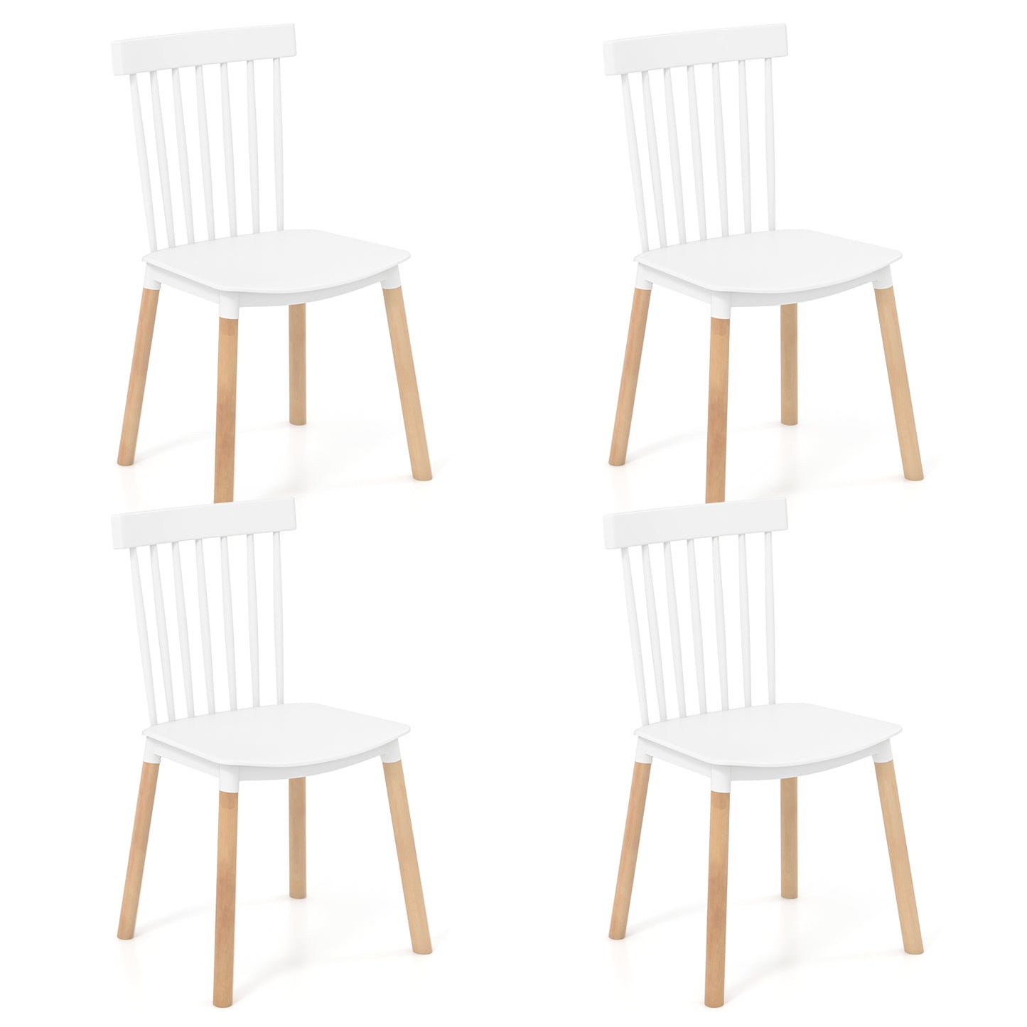 Windsor Dining Chairs Set of 4 with Spindle Backs