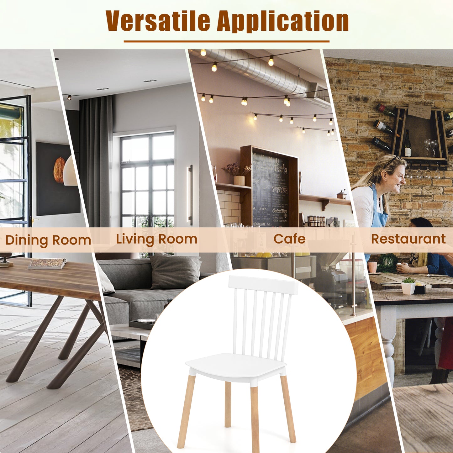 Windsor Dining Chairs Set of 4 with Spindle Backs