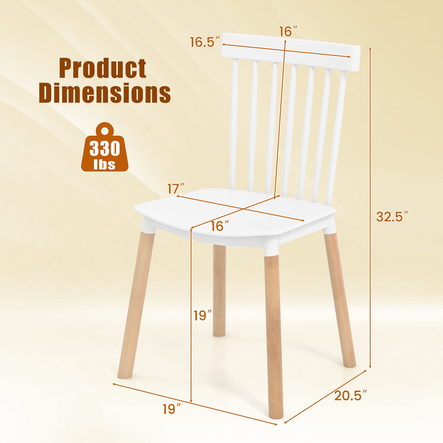 Windsor Dining Chairs Set of 4 with Spindle Backs