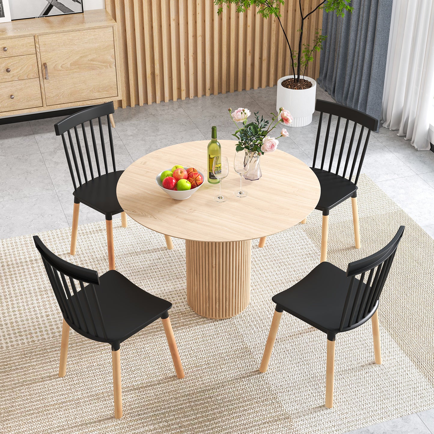 Windsor Dining Chairs Set of 4 with Spindle Backs