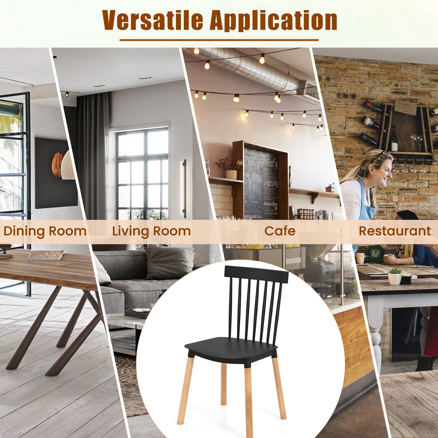 Windsor Dining Chairs Set of 4 with Spindle Backs