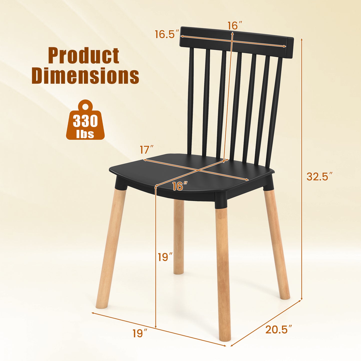 Windsor Dining Chairs Set of 4 with Spindle Backs