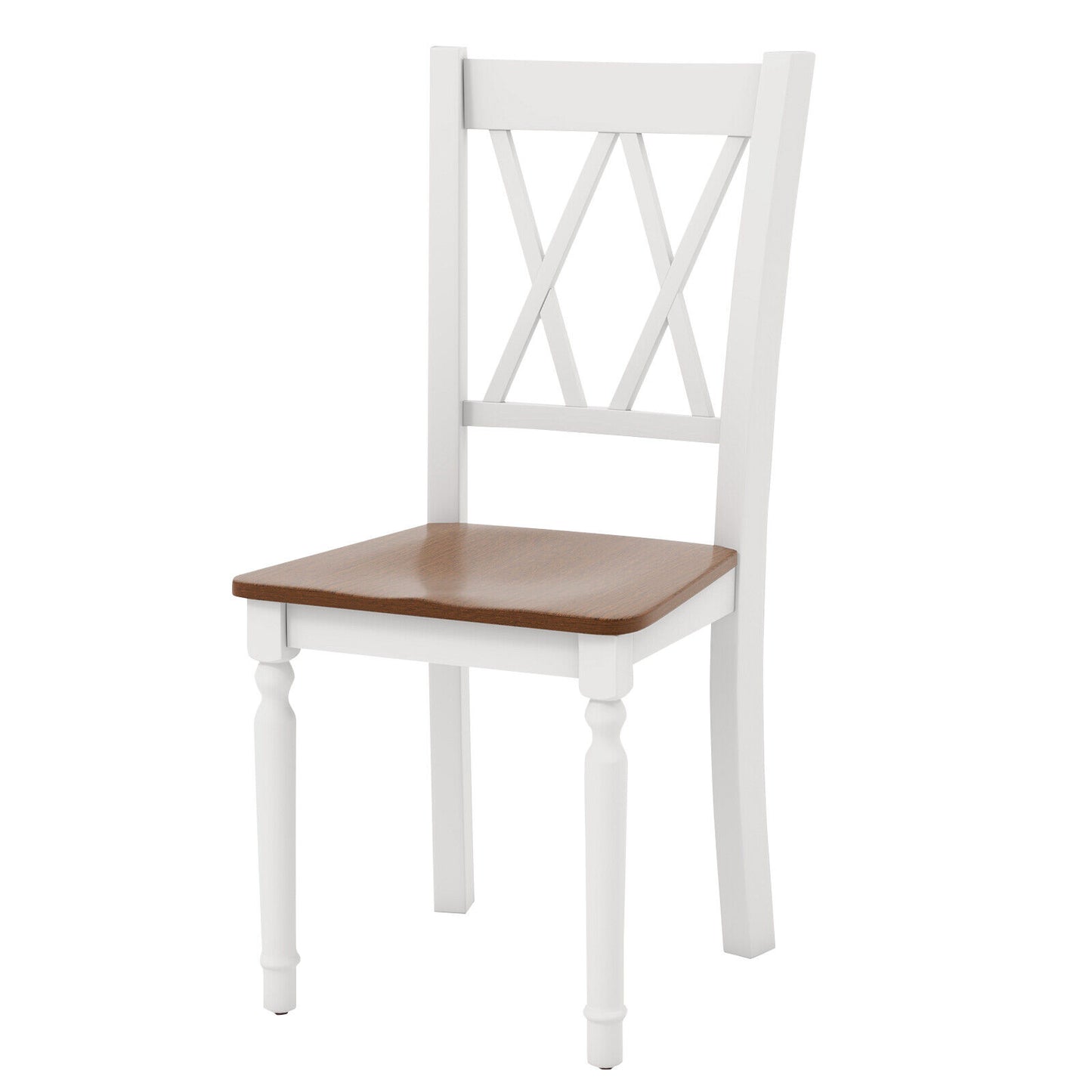 Wooden Farmhouse Dining Chairs Set of 4 with Rubber Wood Seat
