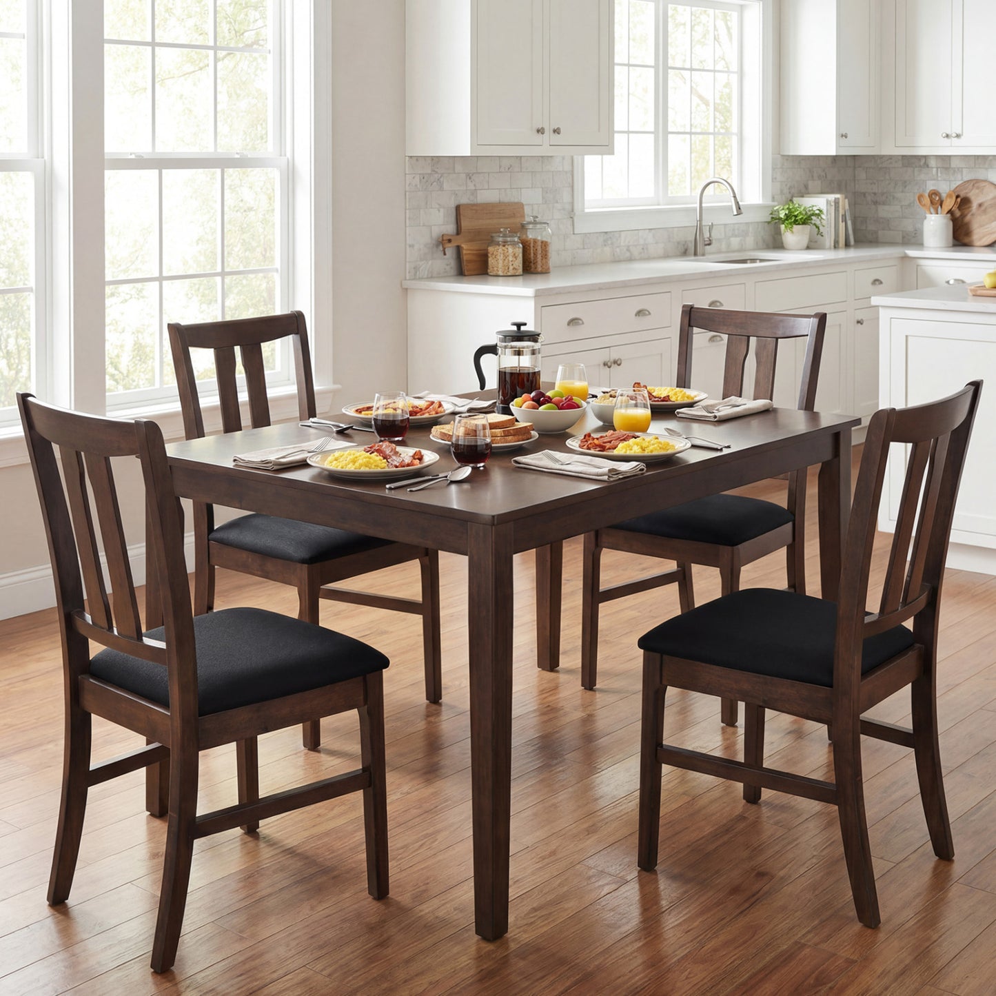 Wooden Upholstered Dining Chairs Set of 4 with High Back