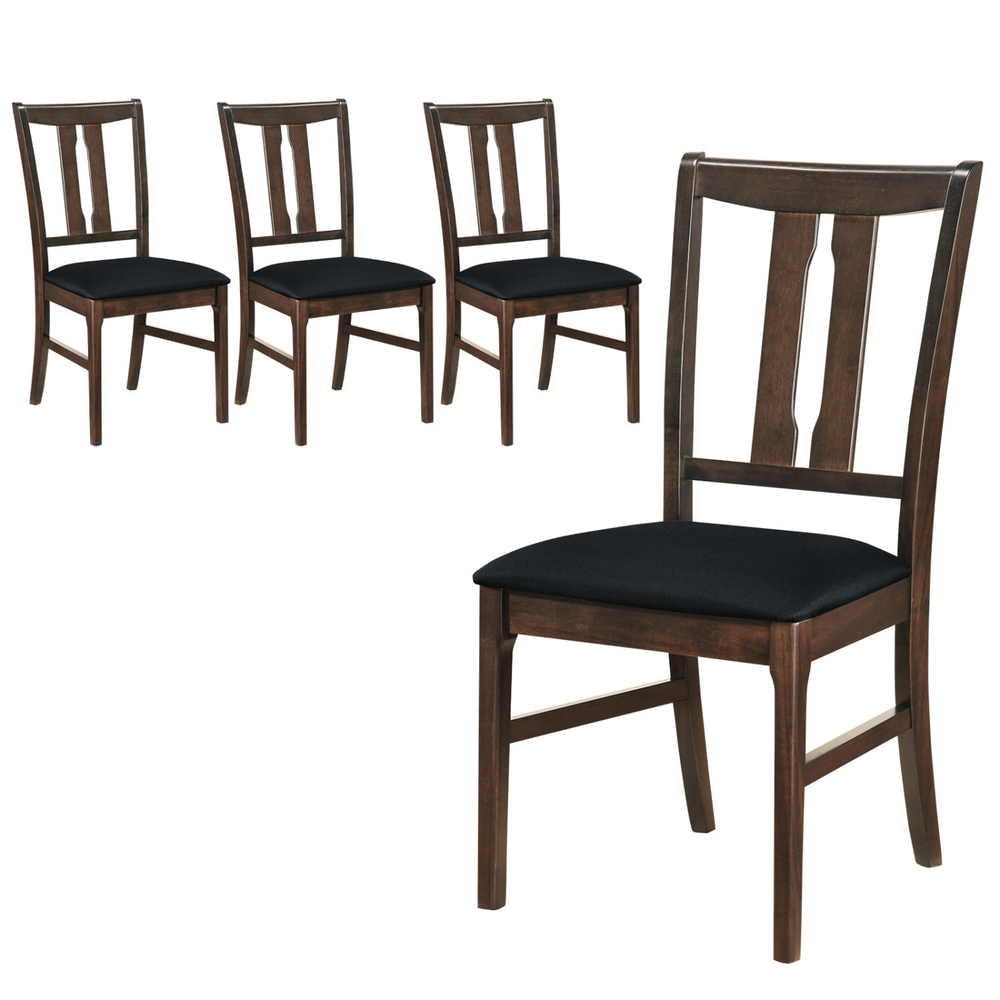 Wooden Upholstered Dining Chairs Set of 4 with High Back