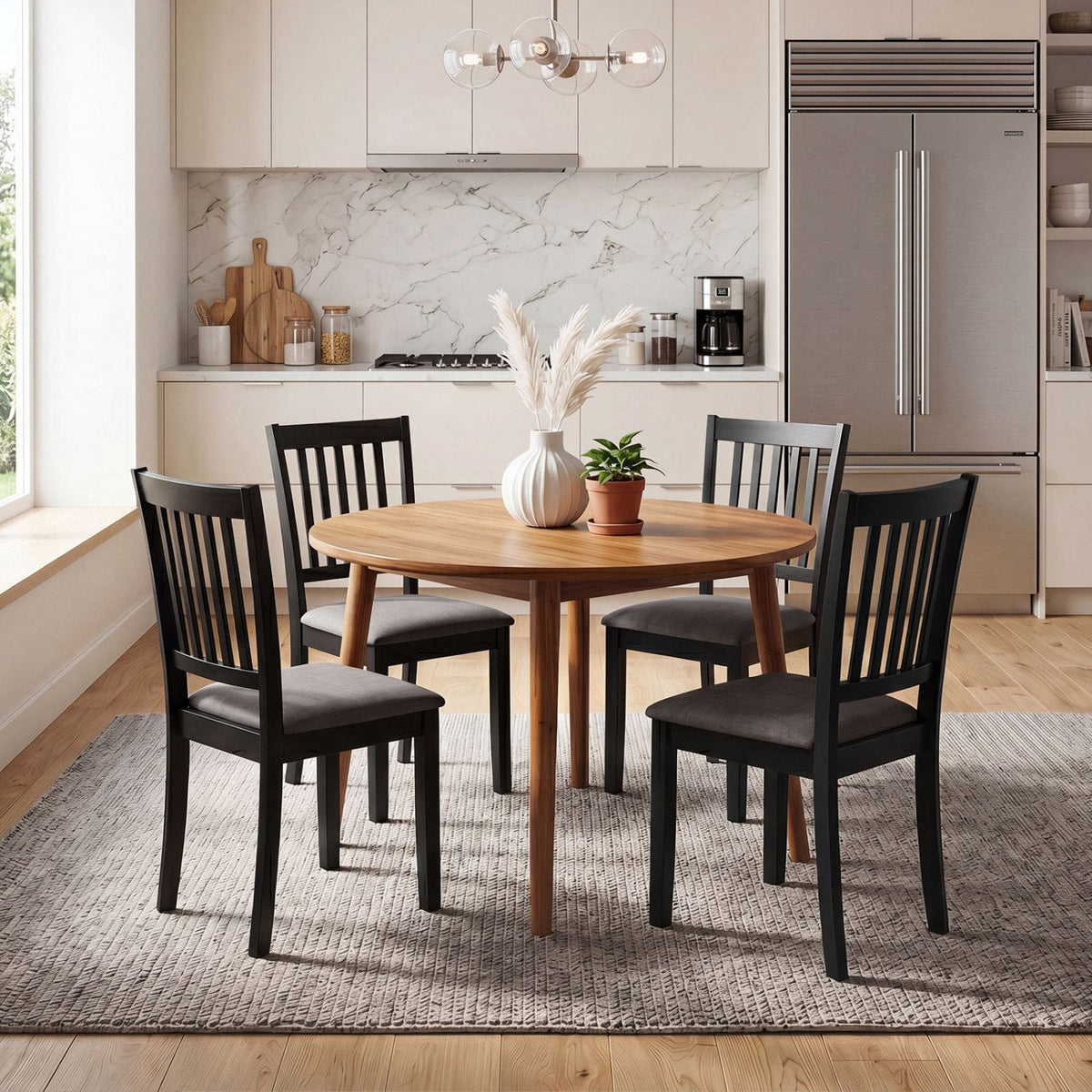 Upholstered Dining Chairs Set of 4 with Rubber Wood Frame