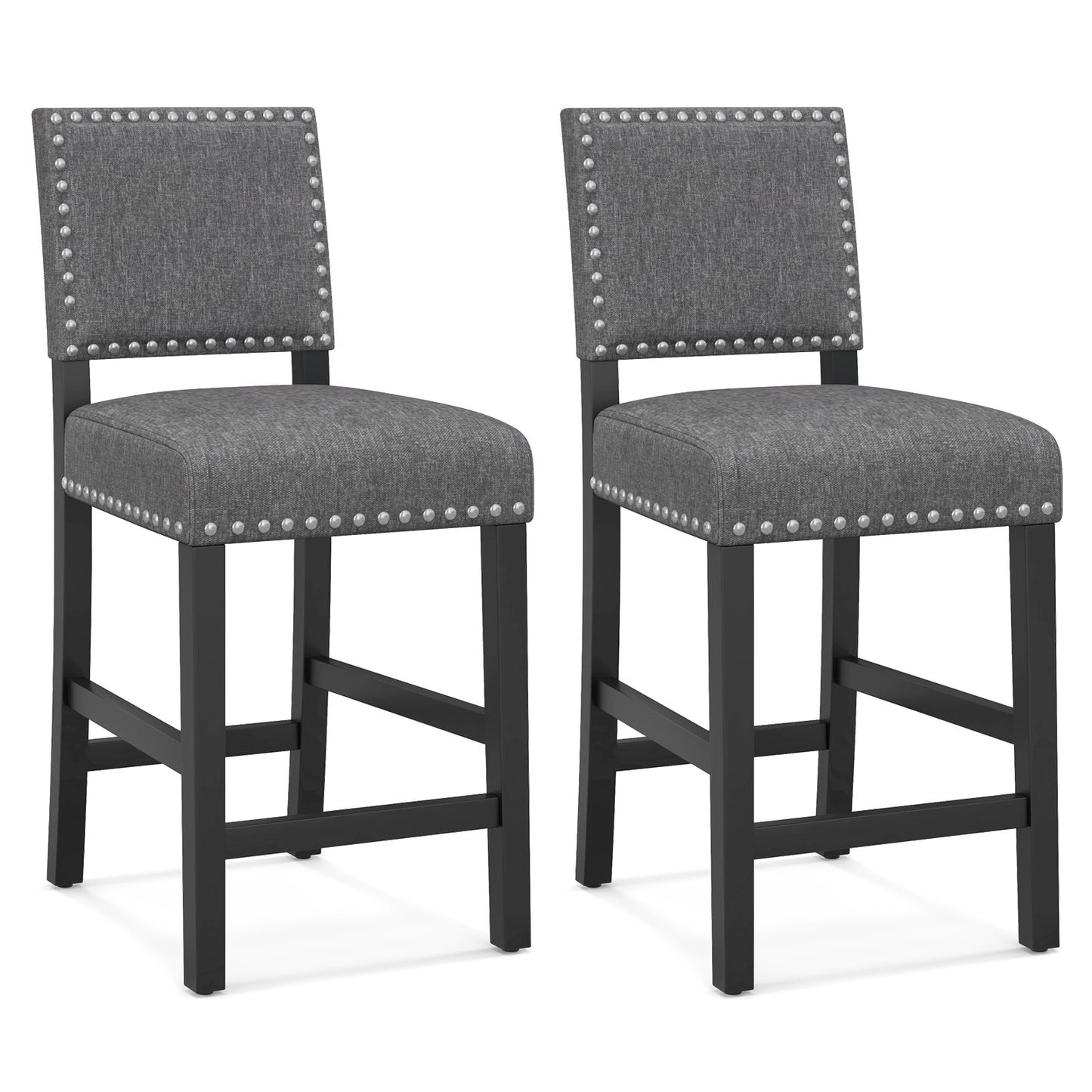 Counter Height Dining Chairs Set of 2 with Rubber Wood Frame