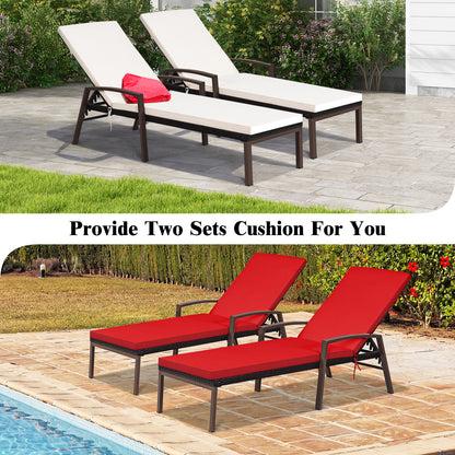 Adjustable Patio Chaise Lounge Chair Set with Cushions