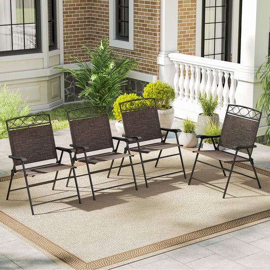Folding Patio Dining Chairs Set of 4 with Armrests