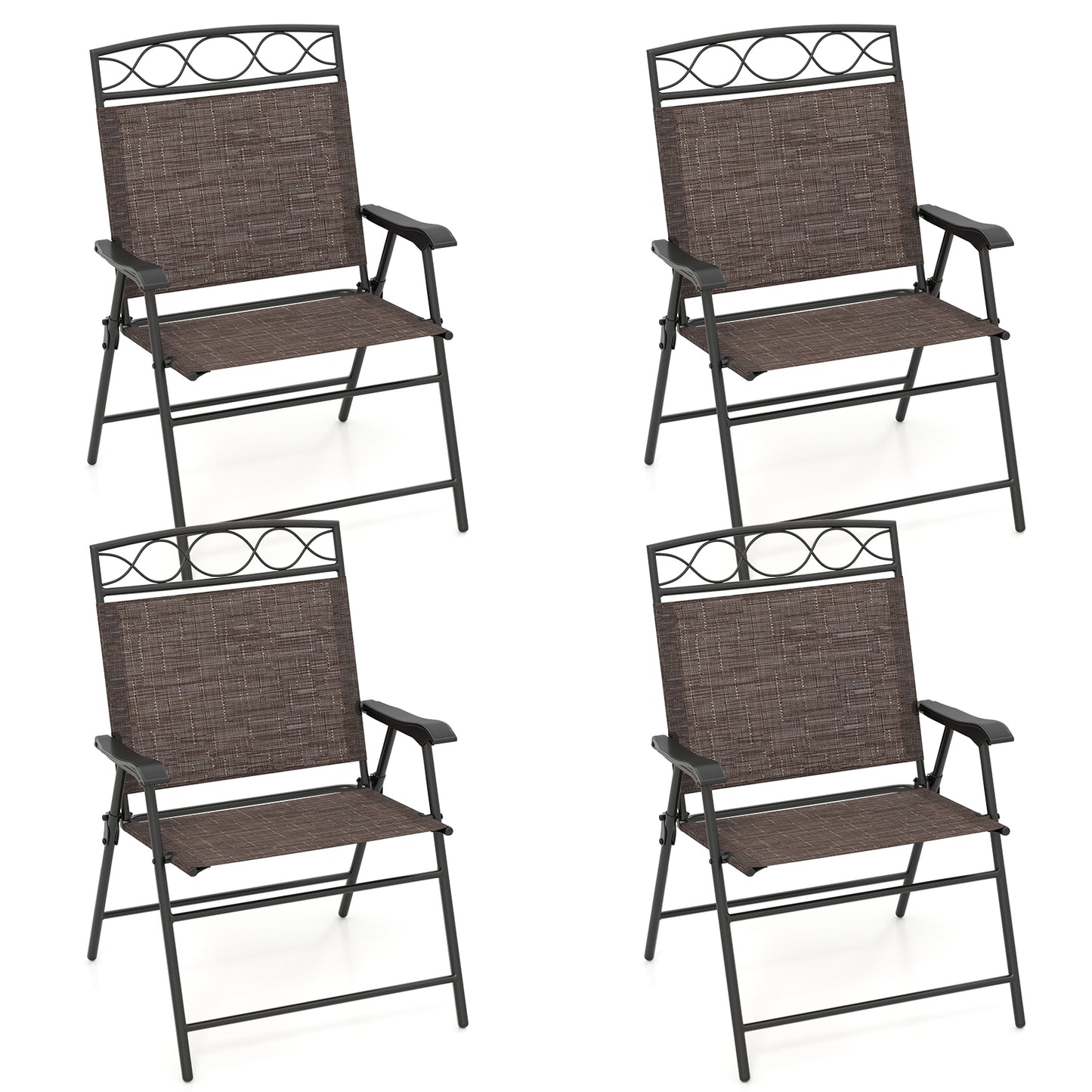 Folding Patio Dining Chairs Set of 4 with Armrests