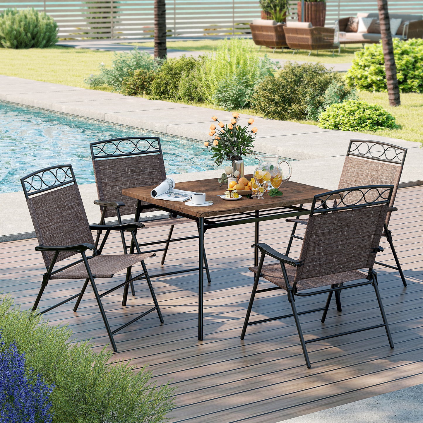 Folding Patio Dining Chairs Set of 4 with Armrests