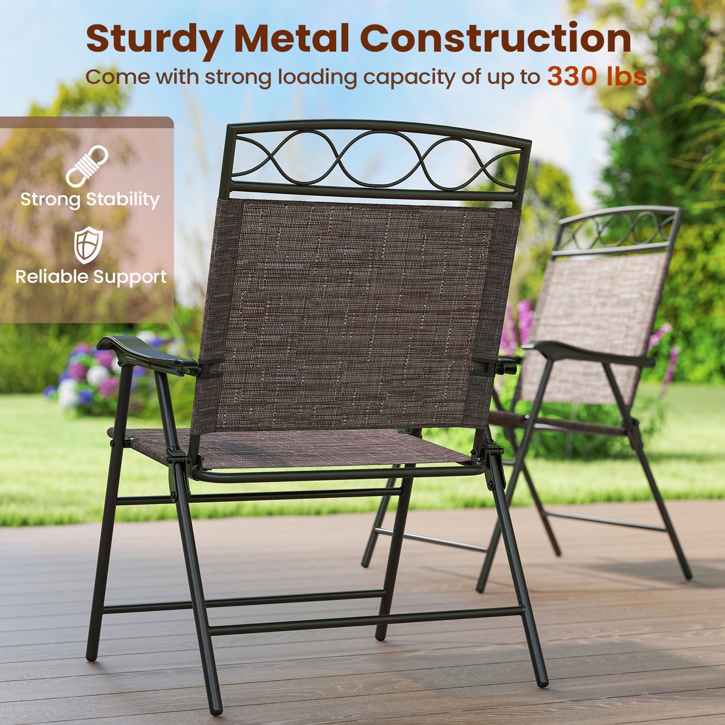 Folding Patio Dining Chairs Set of 4 with Armrests