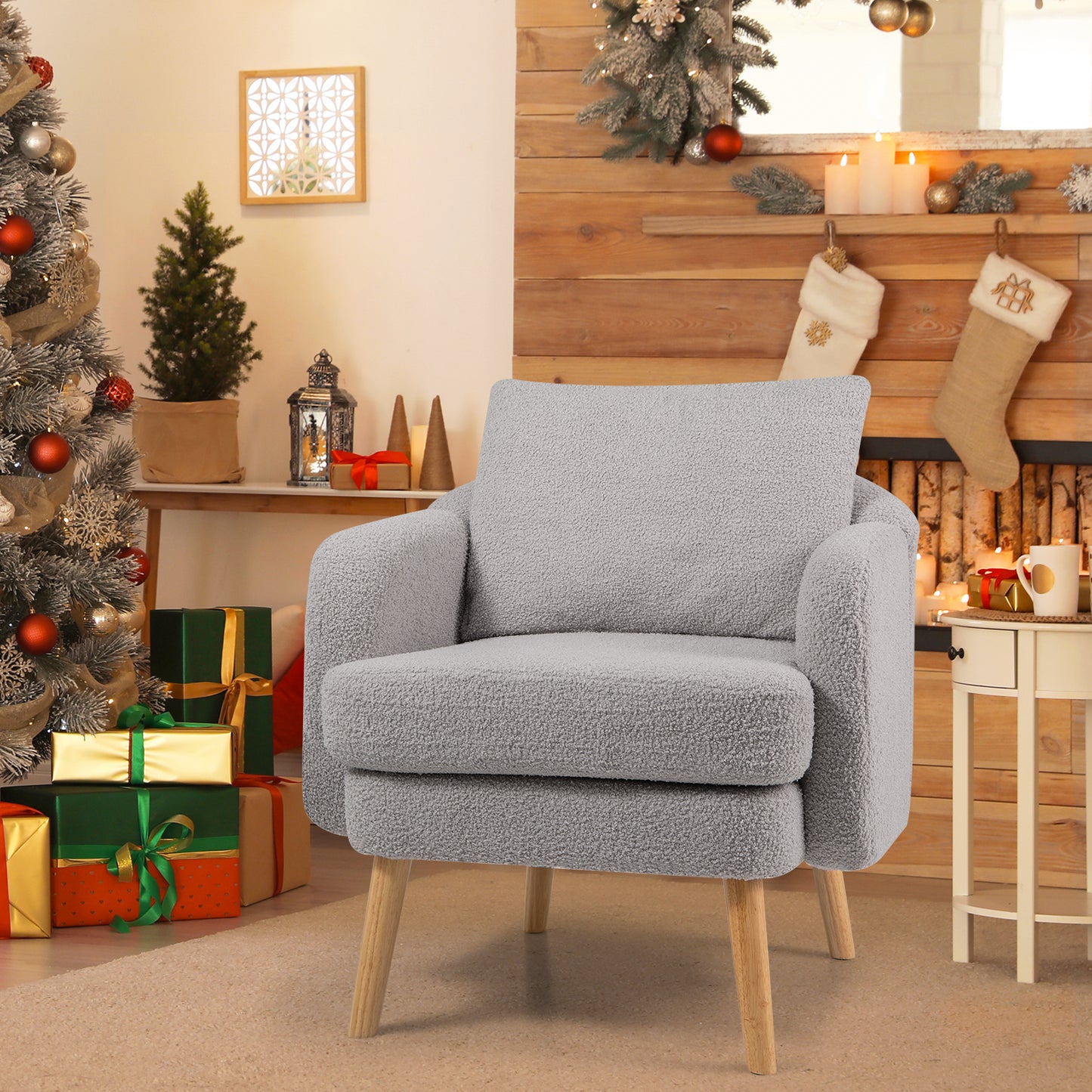 Sherpa Accent Chair with Cushion and Pillow