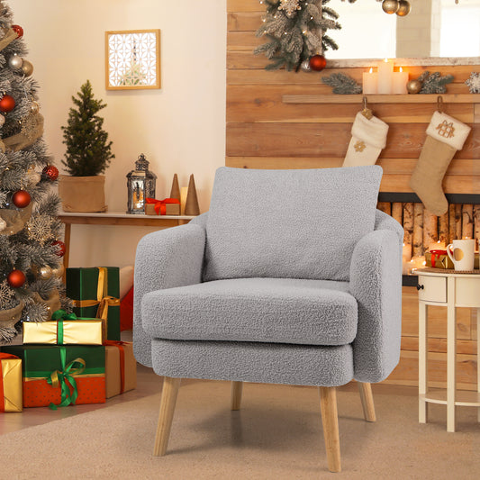 Sherpa Accent Chair with Cushion and Pillow