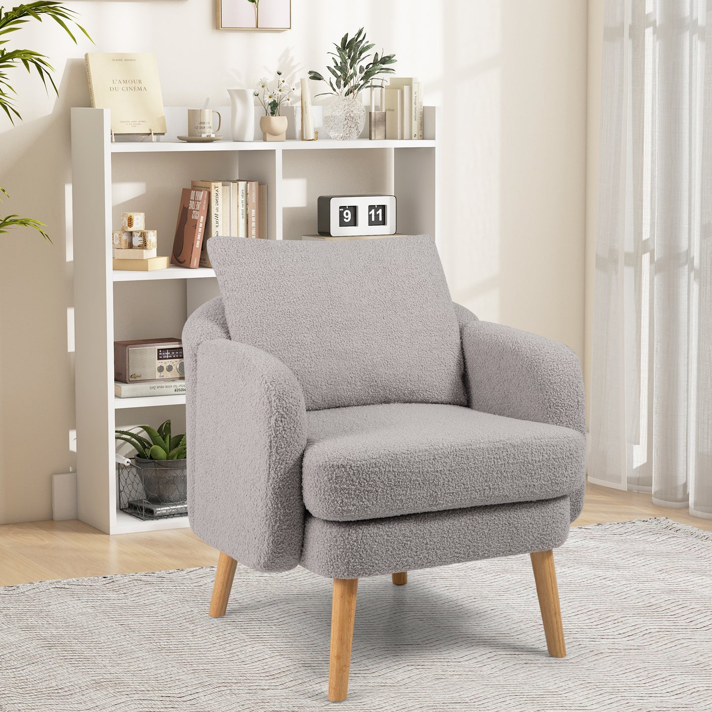 Sherpa Accent Chair with Cushion and Pillow