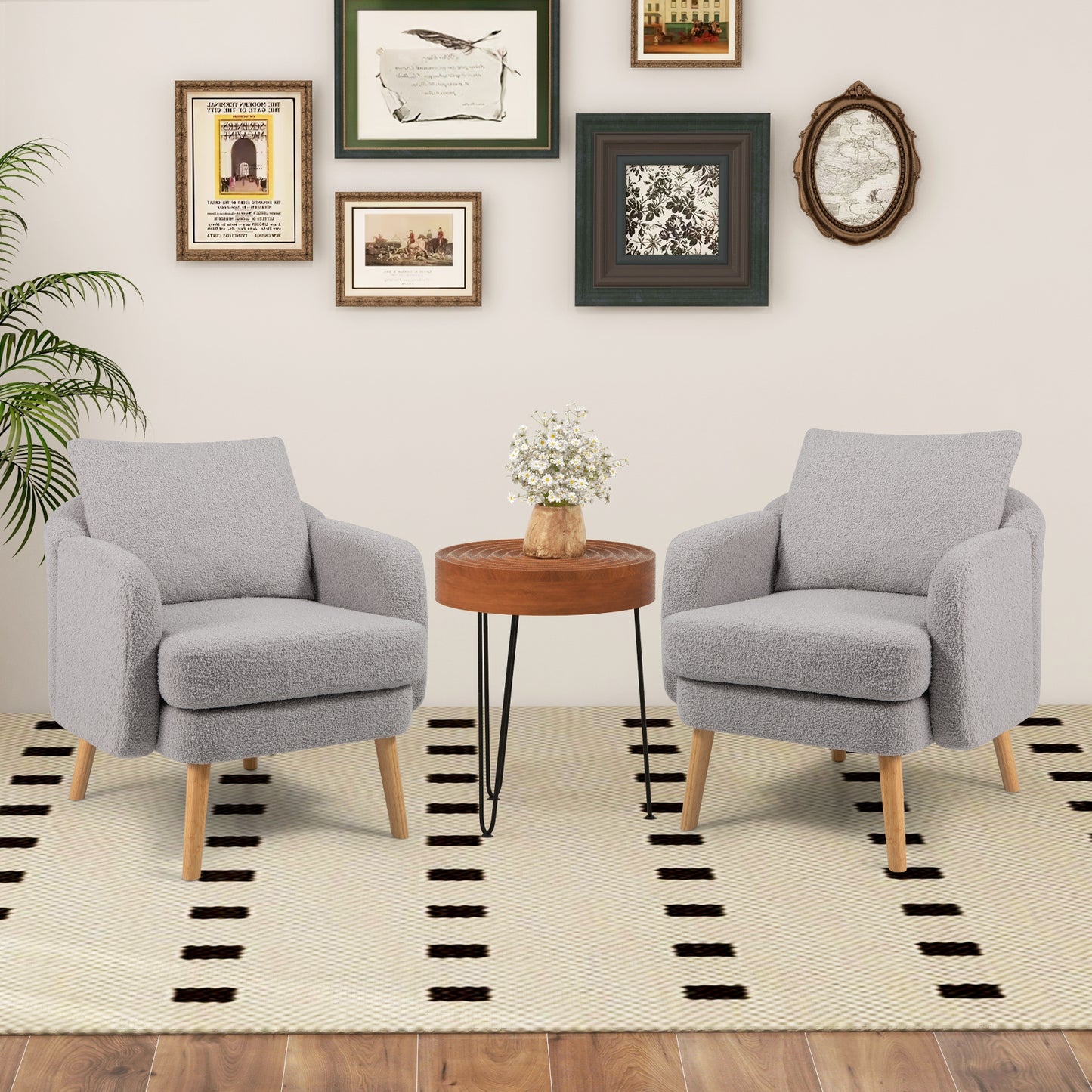 Sherpa Accent Chair with Cushion and Pillow