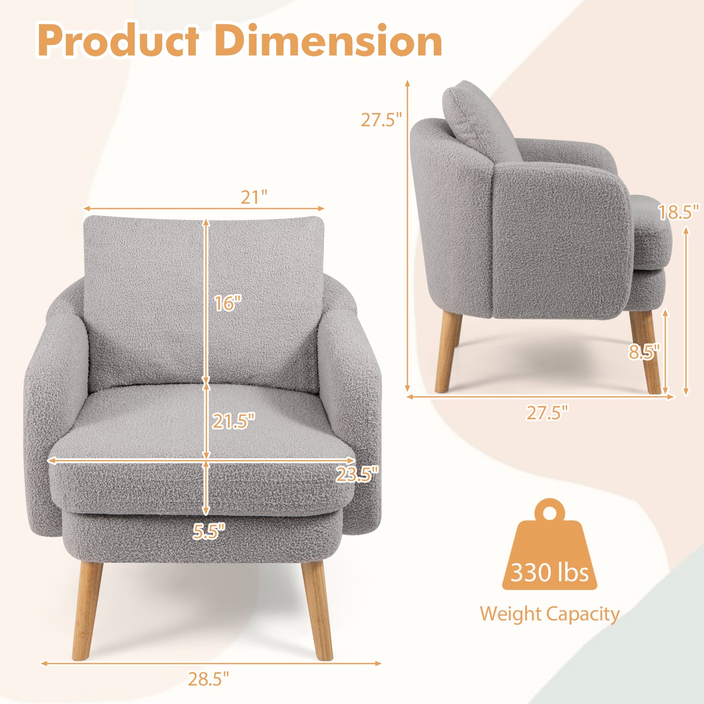 Sherpa Accent Chair with Cushion and Pillow