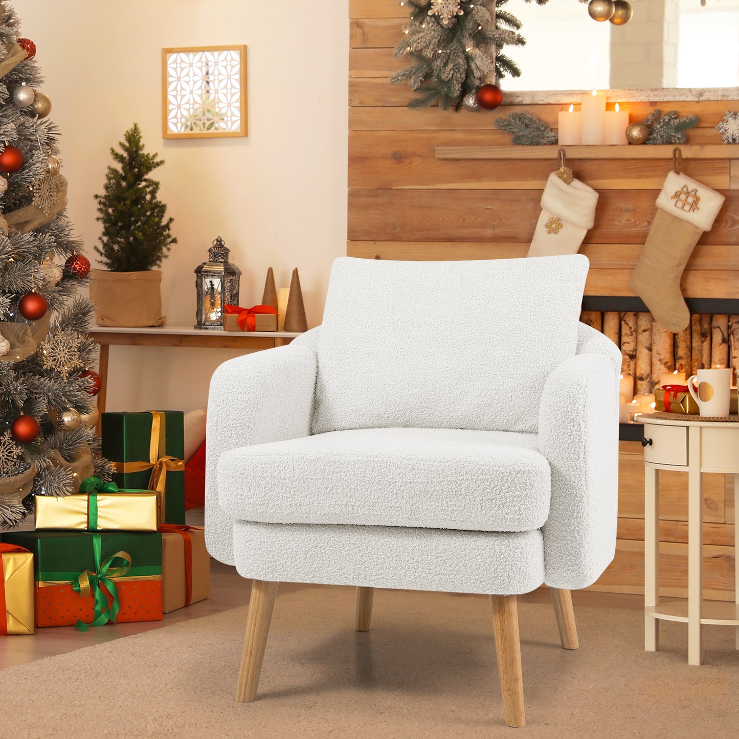 Sherpa Accent Chair with Cushion and Pillow