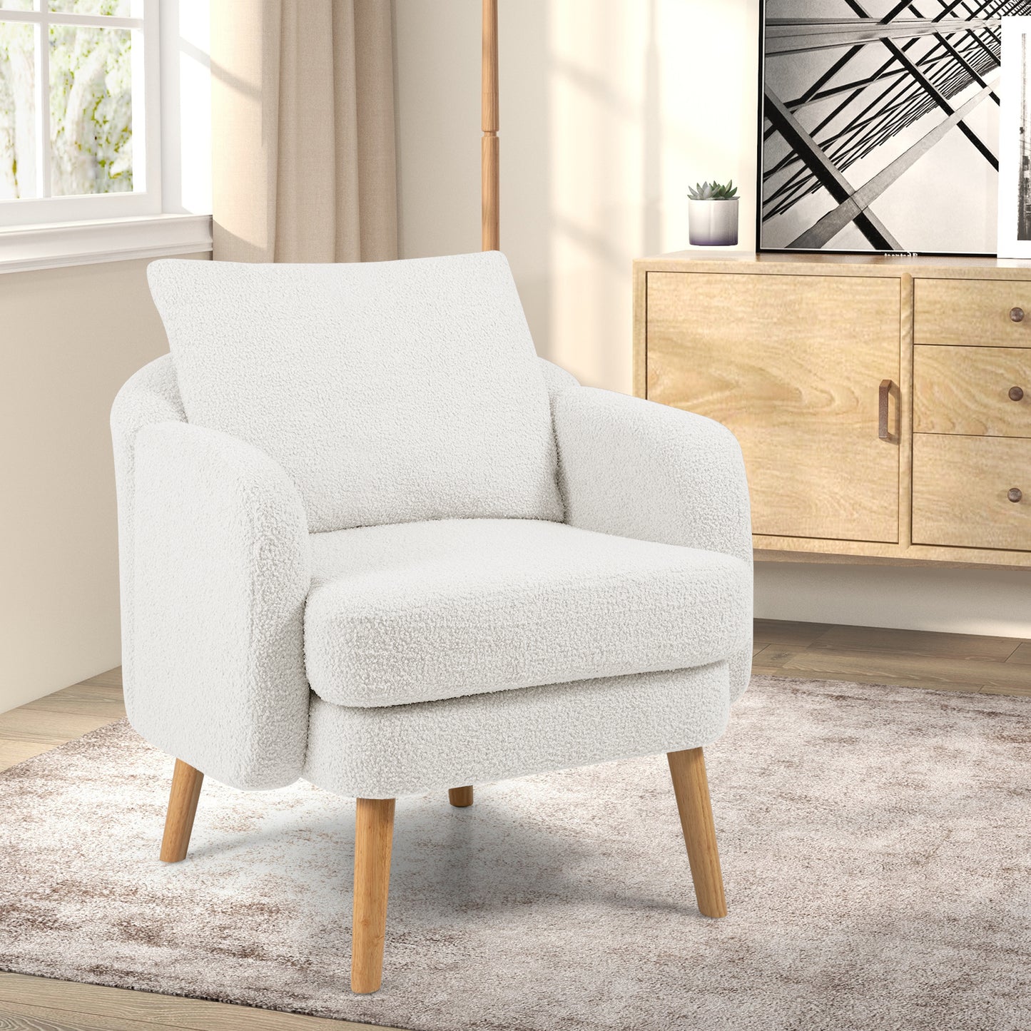 Sherpa Accent Chair with Cushion and Pillow