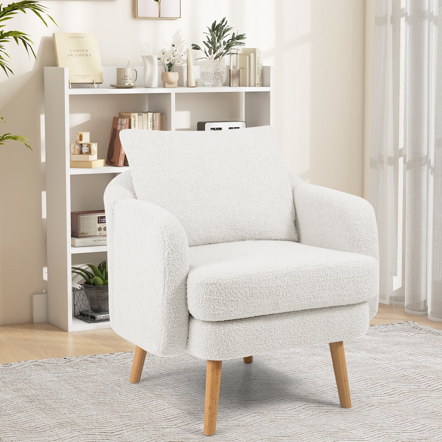 Sherpa Accent Chair with Cushion and Pillow