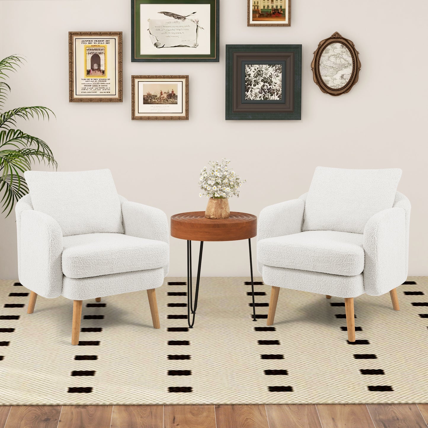 Sherpa Accent Chair with Cushion and Pillow