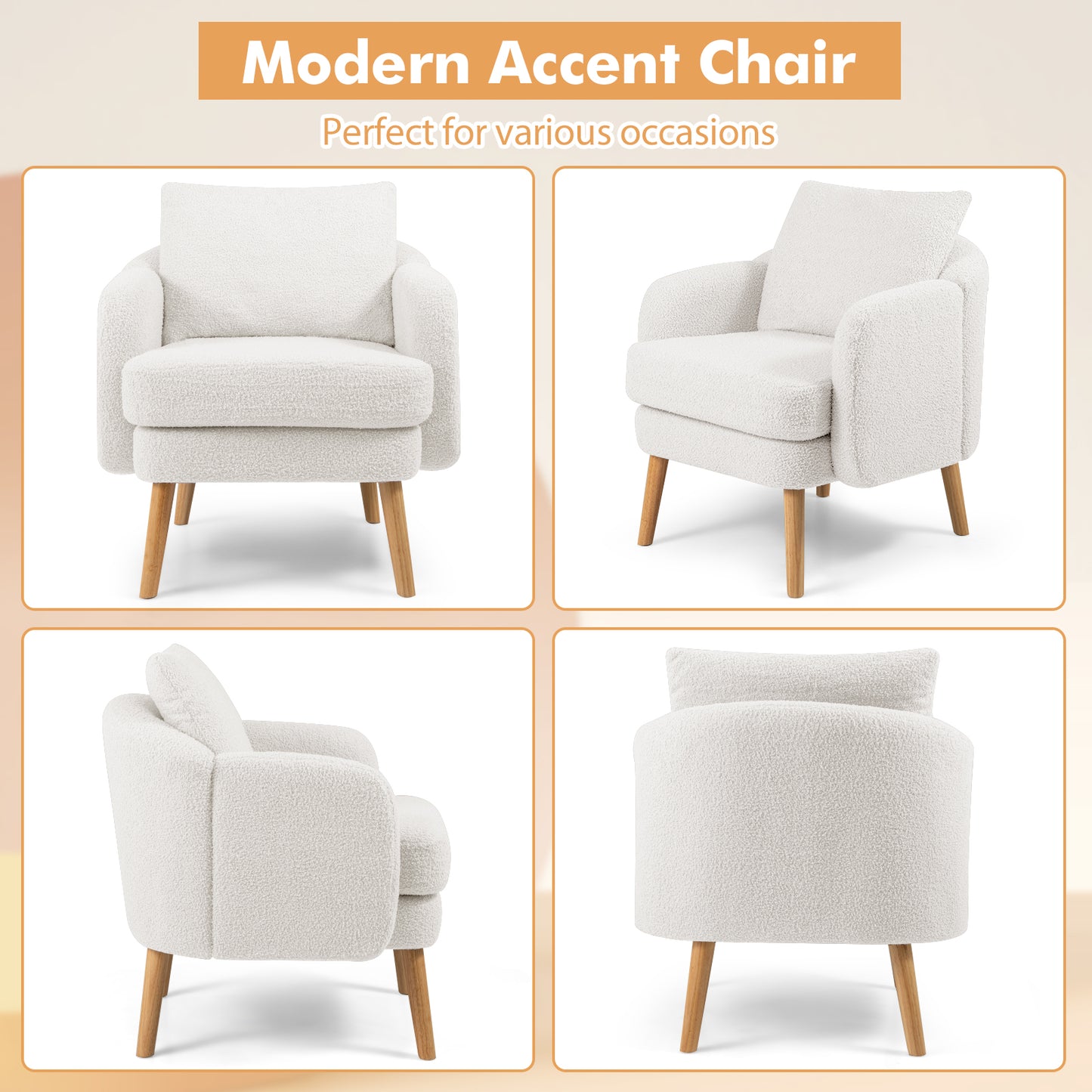 Sherpa Accent Chair with Cushion and Pillow